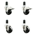 thumbnail image 1 of 3.5 Inch 316SS Soft Rubber Swivel 1-5/8 Inch Stem Caster Set 2 Lock Brake SCC, 1 of 2