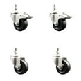 thumbnail image 1 of 3.5 Inch 316SS Soft Rubber Swivel 12mm Threaded Stem Caster Set 2 Lock Brake, 1 of 2