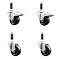 thumbnail image 1 of 3.5 Inch 316SS Soft Rubber Swivel 3/4 Inch Stem Caster Set 2 Lock Brake SCC, 1 of 2