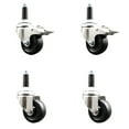 thumbnail image 1 of 3.5 Inch 316SS Soft Rubber Swivel 7/8 Inch Stem Caster Set 2 Lock Brake SCC, 1 of 2