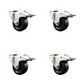 thumbnail image 1 of 3.5 Inch 316SS Soft Rubber Swivel Bolt Hole Caster Set with Lock Brake SCC, 1 of 2