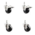 thumbnail image 1 of 3.5 Inch 316SS Soft Rubber Swivel ½ Inch Threaded Stem Caster Set 2 Lock Brake, 1 of 2