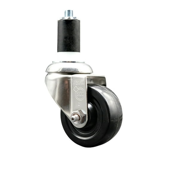 3.5 Inch 316SS Soft Rubber Wheel Swivel 1-5/8 Inch Expanding Stem Caster SCC