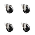 thumbnail image 1 of 3.5 Inch 316SS Soft Rubber Wheel Swivel Bolt Hole Caster Set Service Caster, 1 of 2