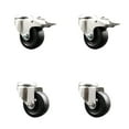 thumbnail image 1 of 3.5 Inch 316SS Soft Rubber Wheel Swivel Bolt Hole Caster Set with 2 Lock Brake, 1 of 2