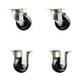 thumbnail image 1 of 3.5 Inch 316SS Soft Rubber Wheel Swivel Top Plate Caster Set 2 Rigid SCC, 1 of 2