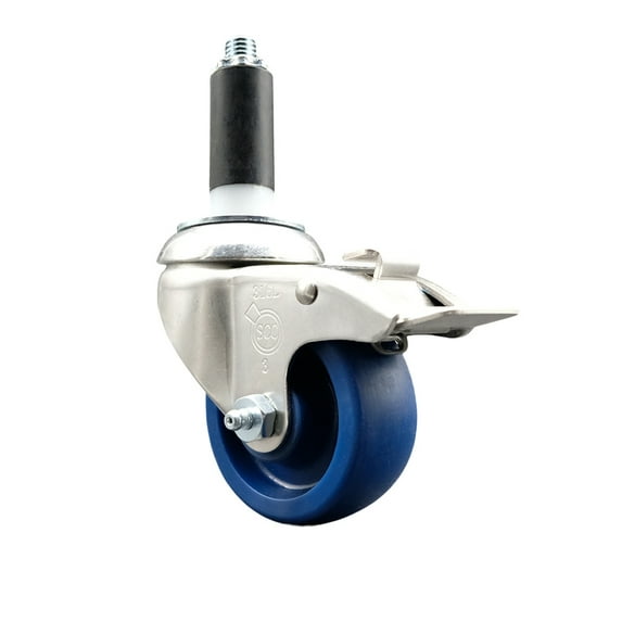 3.5 Inch 316SS Solid Poly Swivel 1 Inch Expanding Stem Caster Lock Brake SCC