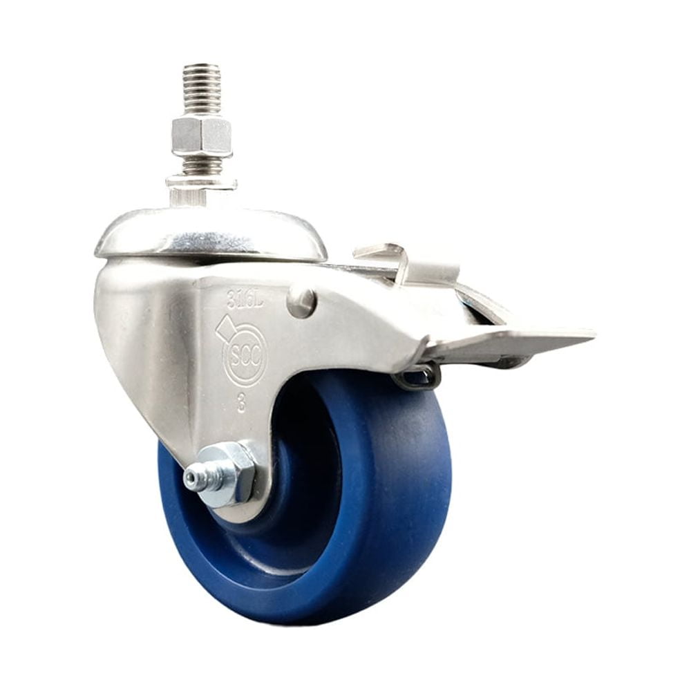 3.5 Inch 316SS Solid Polyurethane Swivel ½ Inch Stem Caster Total Lock ...