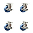 thumbnail image 1 of 3.5 Inch 316SS Solid Polyurethane Wheel Swivel Top Plate Caster Set with Brake, 1 of 2