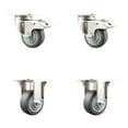 thumbnail image 1 of 3.5 Inch 316SS Thermoplastic Rubber Swivel Plate Caster Set 2 Lock Brake 2 Rigid, 1 of 2