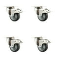 thumbnail image 1 of 3.5 Inch 316SS Thermoplastic Rubber Swivel Top Plate Caster Set Total Lock Brake, 1 of 2