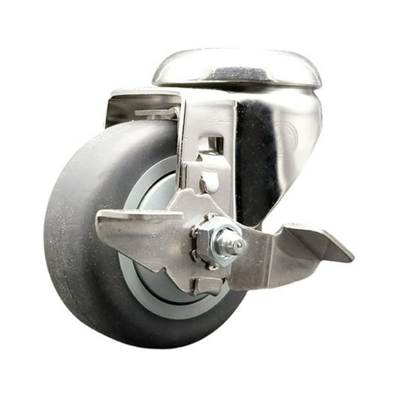 3.5 Inch 316SS Thermoplastic Rubber Wheel Swivel Bolt Hole Caster with Brake SCC