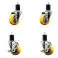 thumbnail image 1 of 3.5 Inch 316SS Yellow Poly Swivel 1-3/4 Inch Expanding Stem Caster Set 2 Brake, 1 of 1