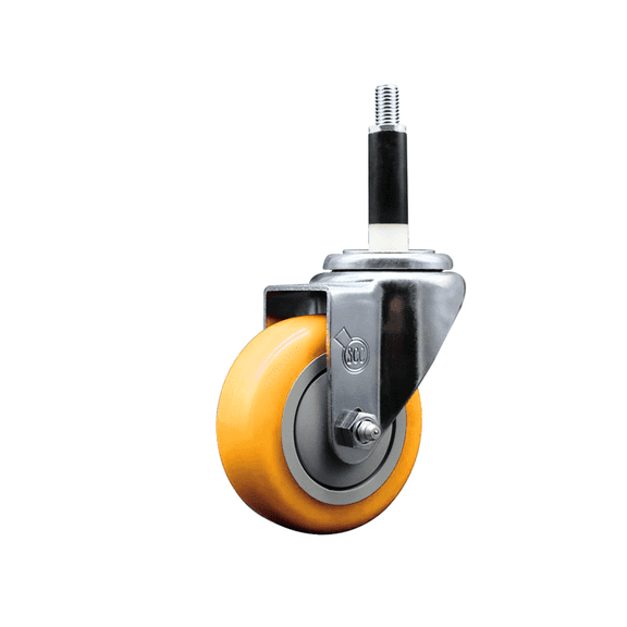 3.5 Inch 316SS Yellow Polyurethane Wheel Swivel 7/8 Inch Expanding Stem Caster