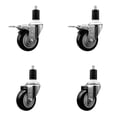 thumbnail image 1 of 3.5 Inch Black Poly Swivel 1-1/2 Inch Expanding Stem Caster Set 2 Brakes, 1 of 2
