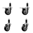 thumbnail image 1 of 3.5 Inch Black Poly Swivel 1-1/4 Inch Expanding Stem Caster Set 2 Brakes, 1 of 2