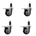 thumbnail image 1 of 3.5 Inch Black Poly Swivel 1-1/4 Inch Expanding Stem Caster Set Total Lock Brake, 1 of 2