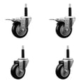 thumbnail image 1 of 3.5 Inch Black Poly Swivel 3/4 Inch Expanding Stem Caster Set 2 Brakes, 1 of 2