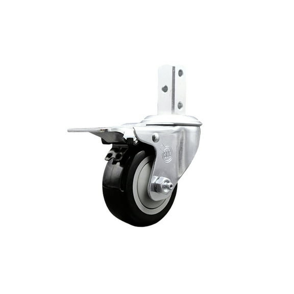 3.5 Inch Black Poly Swivel 3/4 Inch Square Stem Caster with Total Lock Brake SCC