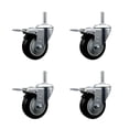 thumbnail image 1 of 3.5 Inch Black Poly Swivel 3/4 Inch Threaded Stem Caster Set with Total Lock BRK, 1 of 2