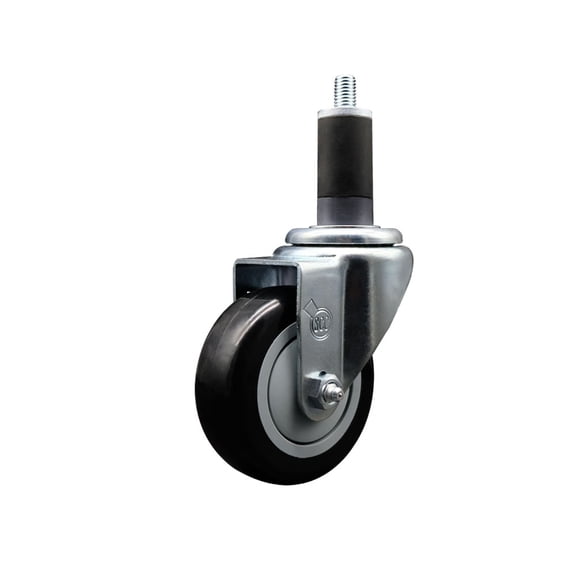 3.5 Inch Black Poly Wheel Swivel 1-1/4 Inch Expanding Stem Caster SCC
