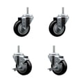 thumbnail image 1 of 3.5 Inch Black Poly Wheel Swivel 5/8 Inch Threaded Stem Caster Set 2 Brakes, 1 of 2
