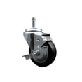 thumbnail image 1 of 3.5 Inch Black Poly Wheel Swivel 7/16 Inch Grip Ring Stem Caster with Brake, 1 of 2