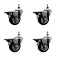 thumbnail image 1 of 3.5 Inch Black Polyurethane 10MM Threaded Stem Caster Set with Brake, 1 of 2