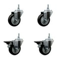 thumbnail image 1 of 3.5 Inch Black Polyurethane 12MM Threaded Stem Caster Set 2 Brakes SCC, 1 of 2