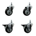 thumbnail image 1 of 3.5 Inch Black Polyurethane ½ Inch Threaded Stem Caster Set 2 Brakes SCC, 1 of 2