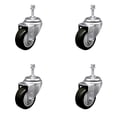 thumbnail image 1 of 3.5 Inch Black Polyurethane Wheel Swivel 10mm Threaded Stem Caster Set SCC, 1 of 2