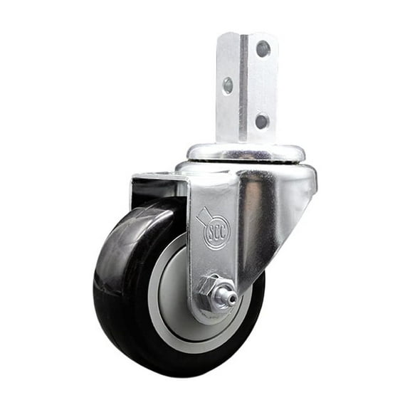 3.5 Inch Black Polyurethane Wheel Swivel 3/4 Inch Square Stem Caster SCC