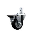 thumbnail image 1 of 3.5 Inch Black Polyurethane Wheel Swivel 3/4 Inch Square Stem Caster with Brake, 1 of 2