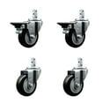 thumbnail image 1 of 3.5 Inch Black Polyurethane Wheel Swivel 7/8 Inch Square Stem Caster Set 2 Brake, 1 of 2