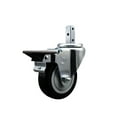 thumbnail image 1 of 3.5 Inch Black Polyurethane Wheel Swivel 7/8 Inch Square Stem Caster with Brake, 1 of 2