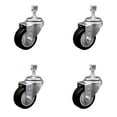 thumbnail image 1 of 3.5 Inch Black Polyurethane Wheel Swivel ½ Inch Threaded Stem Caster Set SCC, 1 of 2