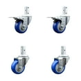thumbnail image 1 of 3.5 Inch Blue Poly Swivel 3/4 Inch Square Stem Caster Set 2 Total Lock Brakes, 1 of 2