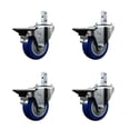 thumbnail image 1 of 3.5 Inch Blue Poly Wheel Swivel 3/4 Inch Square Stem Caster Set with Brake SCC, 1 of 2