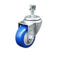thumbnail image 1 of 3.5 Inch Blue Polyurethane Wheel Swivel 12mm Threaded Stem Caster SCC, 1 of 2