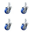 thumbnail image 1 of 3.5 Inch Blue Polyurethane Wheel Swivel 3/4 Inch Square Stem Caster Set SCC, 1 of 2