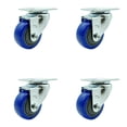 thumbnail image 1 of 3.5 Inch Blue Polyurethane Wheel Swivel Top Plate Caster Set Service Caster, 1 of 2