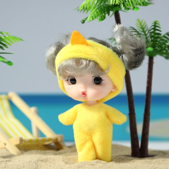 3.5 Inch Soft PVC Doll with Clothes, Cute Small Doll Toy for Girls, Pretend Play Accessory, Detachable Outfit, Washable, Perfect Gift for Toddlers