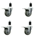 thumbnail image 1 of 3.5 Inch Gray Poly Swivel 1-1/2 Inch Expanding Stem Caster Set Total Lock Brake, 1 of 2