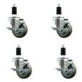 thumbnail image 1 of 3.5 Inch Gray Poly Swivel 1-3/8 Inch Expanding Stem Caster Set with Brake SCC, 1 of 2