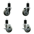 thumbnail image 1 of 3.5 Inch Gray Poly Wheel Swivel 1-3/4 Inch Expanding Stem Caster Set 2 Brakes, 1 of 2