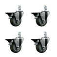 thumbnail image 1 of 3.5 Inch Gray Poly Wheel Swivel 3/4 Inch Square Stem Caster Set with Brake SCC, 1 of 2