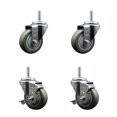 thumbnail image 1 of 3.5 Inch Gray Poly Wheel Swivel 5/8 Inch Threaded Stem Caster Set 2 Brakes, 1 of 2