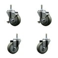 thumbnail image 1 of 3.5 Inch Gray Poly Wheel Swivel 7/16 Inch Grip Ring Stem Caster Set 2 Brakes, 1 of 2