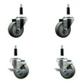 thumbnail image 1 of 3.5 Inch Gray Poly Wheel Swivel 7/8 Inch Expanding Stem Caster Set 2 Brakes SCC, 1 of 2