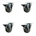 thumbnail image 1 of 3.5 Inch Gray Poly Wheel Swivel Top Plate Caster Set Posi Brake Service Caster, 1 of 2